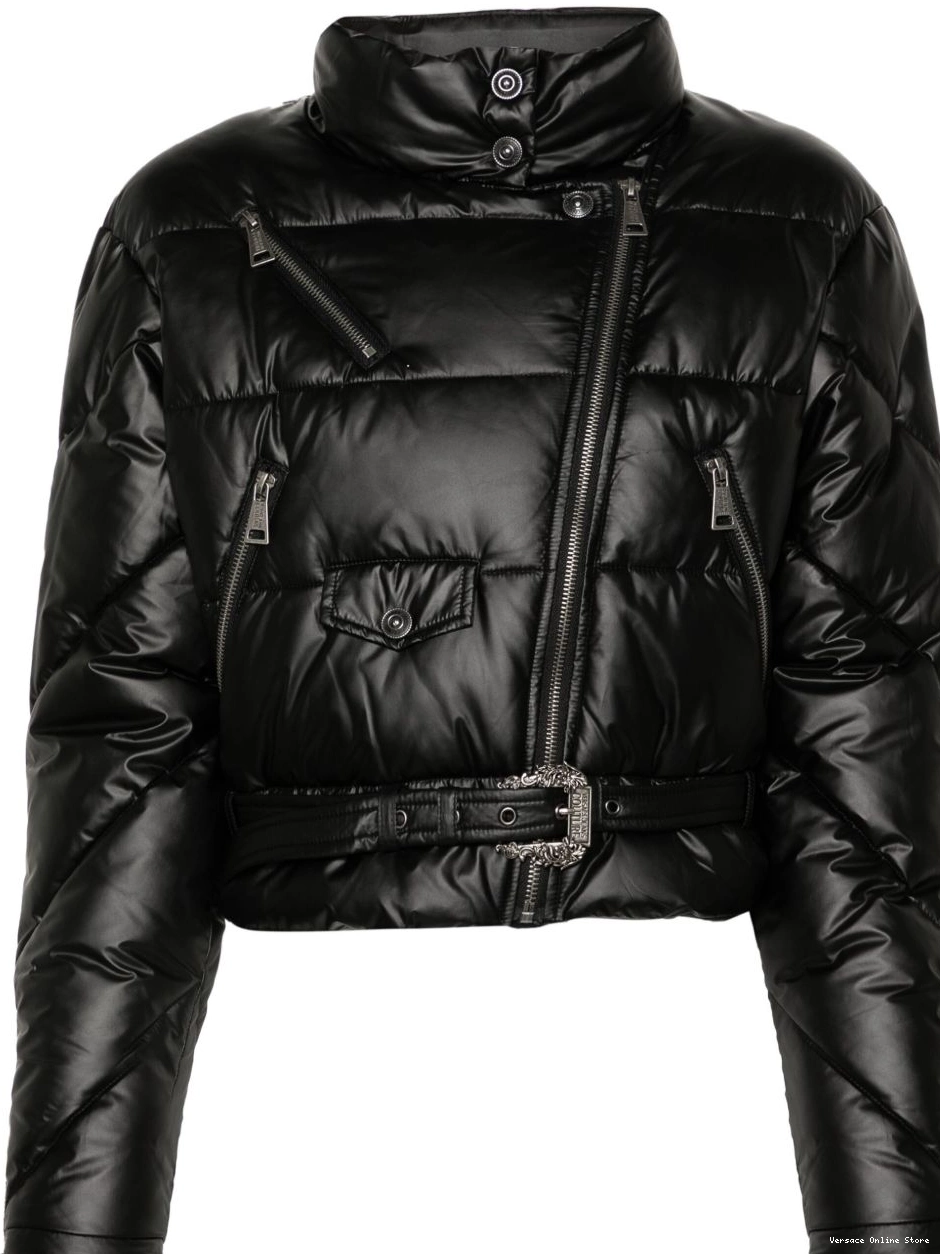Couture Versace Baroque jacket buckle Jeans puffer Women 0709